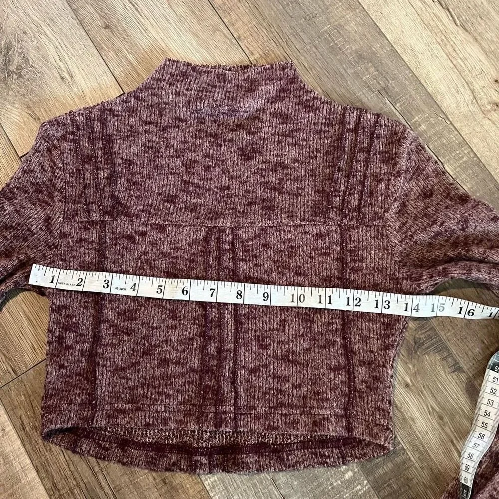 [out from under mock neck long sleeve crop sweater merlot size xs